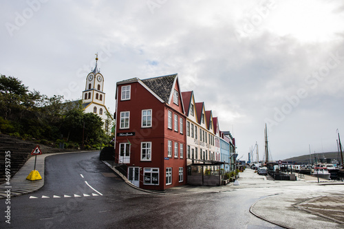 A cityscape of the beautiful harbour in Torshavn, Faroe Islands