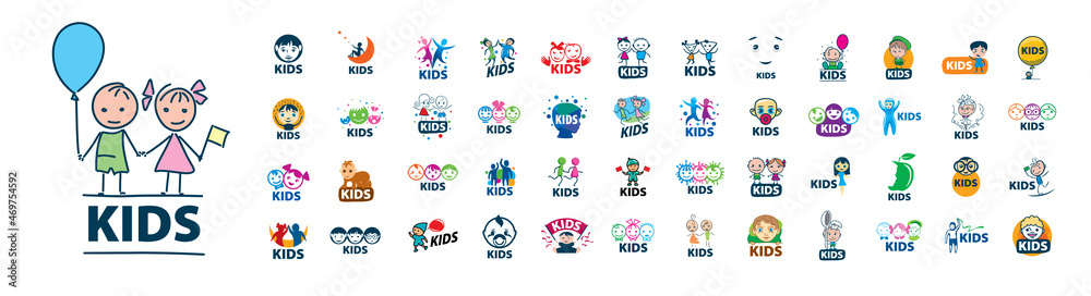 Set of vector logos Kids on a white background