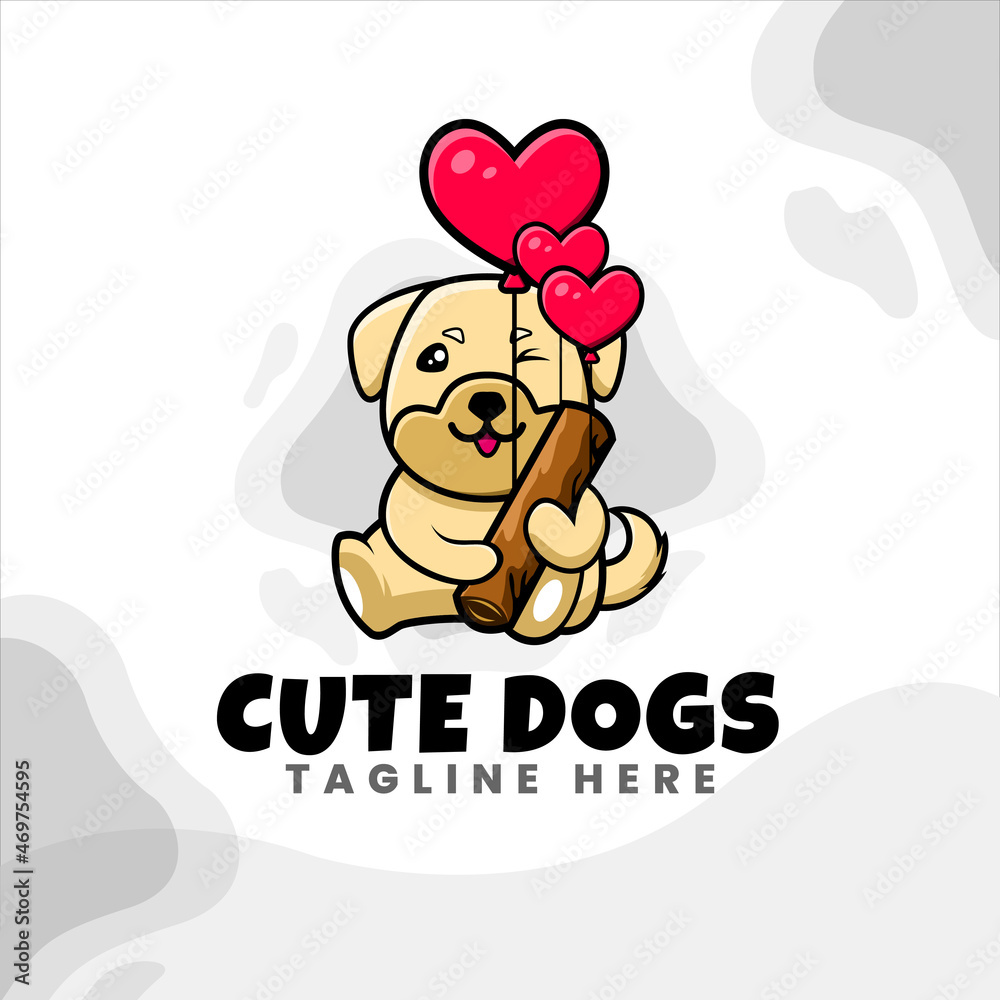 cute dog character logo design cute dog character logo design