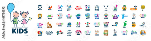 Set of vector logos Kids on a white background