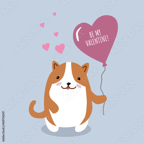 Be My Valentine. Cute illustration with cat in love 