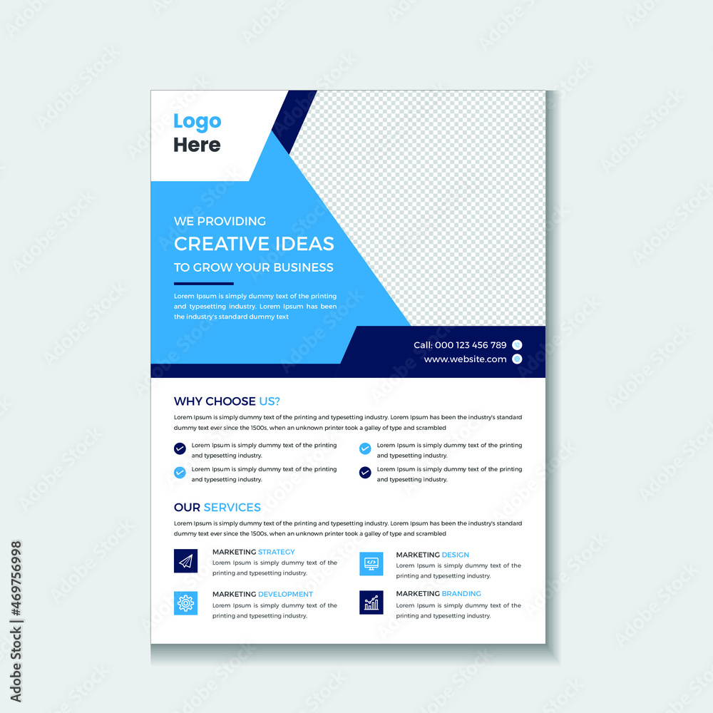 Creative Modern And Professional Corporate Business Flyer Template Design in A4 size - Vector