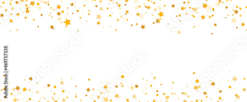 Obraz na plátně Glitter golden stars frame on white background