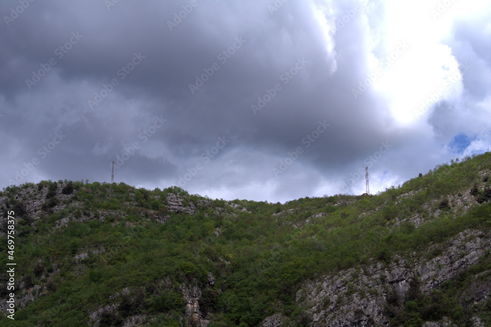 clouds in the mountains,nature,green, forest, weather, trees, natural, cloudscape, view,