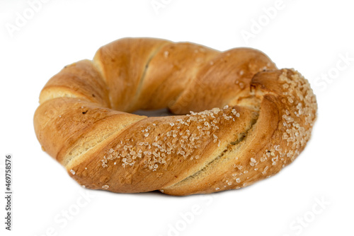 Polish roll pretzel with salt called obwarzanek photo