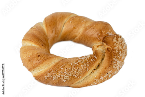 Polish roll pretzel with salt called obwarzanek photo