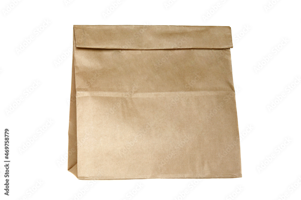 Paper shopping bag design, eco-friendly packaging on a white background, paper bag isolate Paper shopping bag design, eco-friendly packaging on a white background, paper bag isolate