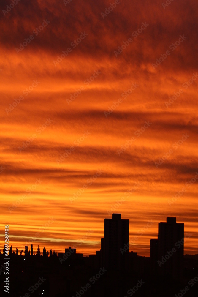 sunset over the city