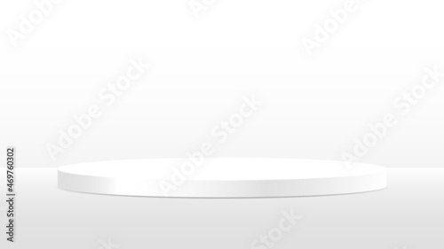 blank round pedestal . white circular awarded winner podium for outstanding luxury product advertising display on white gradient lighting background