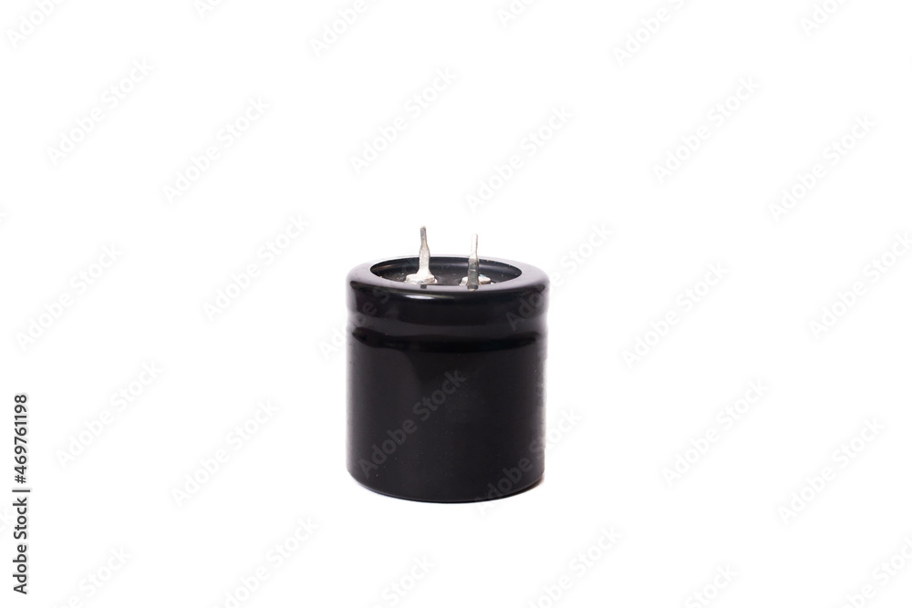 Electrolitic capapacitor isolated on a white background Electrolitic capapacitor isolated on a white background
