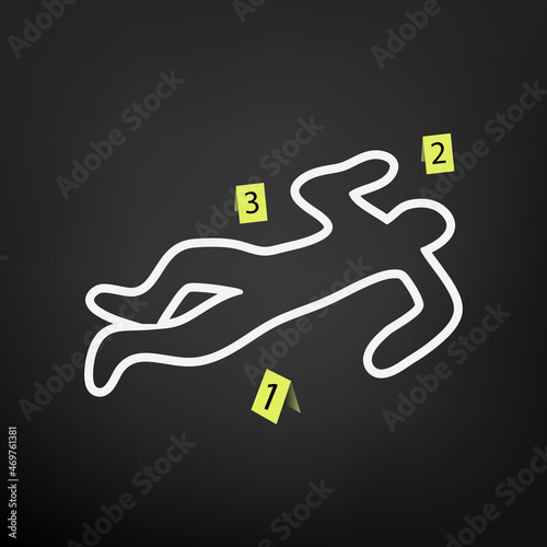 Silhouette of the dead with evidence marker