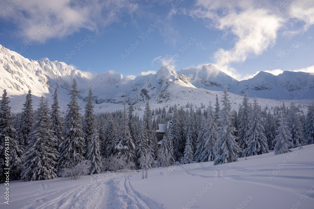 Winter landscape of the Tatra Mountains.