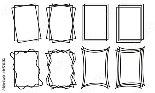 Black geometric frames with rectangle shape. Art deco style