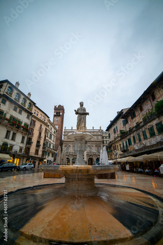 The view of a font in the Piazza in Verona 
