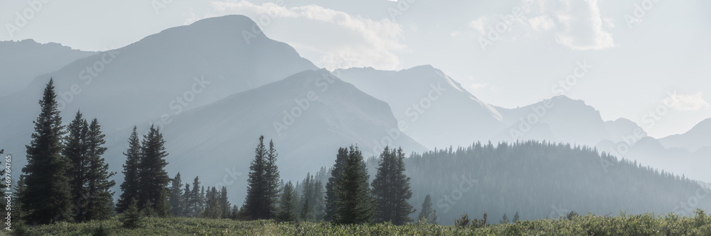 Smoky Mountain Views of Jasper National Park Due to Forrest Fires