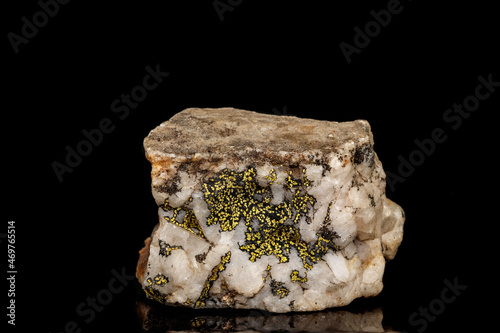 Macro of a mineral stone Boulangerite on a black background photo