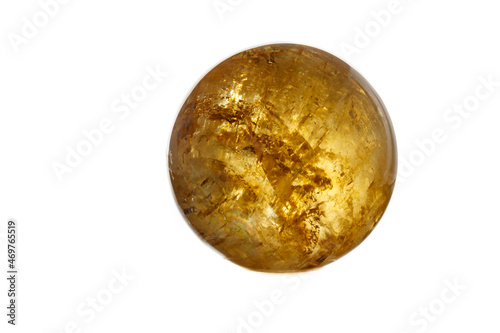 Macro mineral stone Calcite orb on a white background