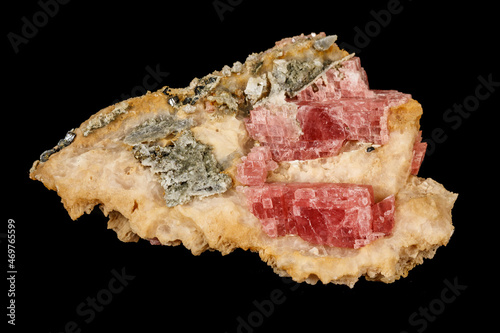 Canvastavla Macro stone cobalt calcite mineral on a black background