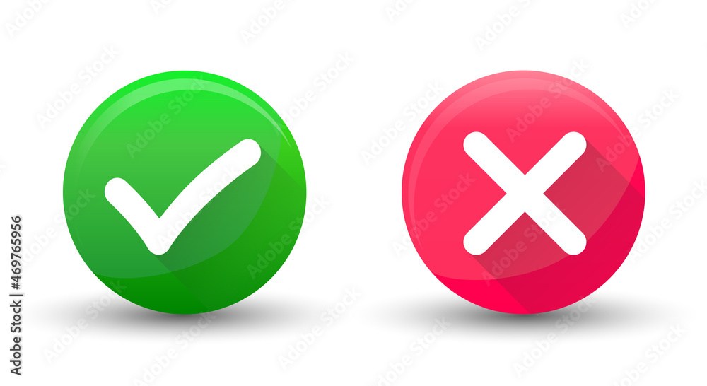 green check mark and red cross x vector design illustration green check mark and red cross x vector design illustration