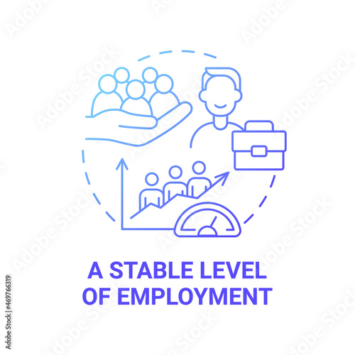 Stable level of employment blue gradient concept icon. Social entrepreneurship abstract idea thin line illustration. Job market and rate. Economy growth. Vector isolated outline color drawing
