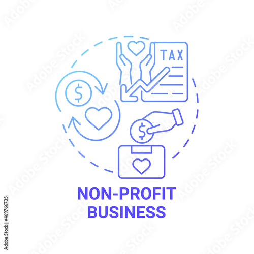 Non profit business blue gradient concept icon. Social entrepreneurship abstract idea thin line illustration. Charitable organization. Mission funding. Vector isolated outline color drawing