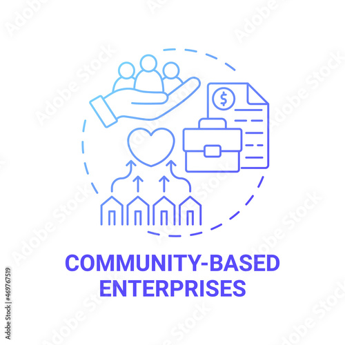 Community based enterprises blue gradient concept icon. Social entrepreneurship abstract idea thin line illustration. Focused on social issues solutions. Vector isolated outline color drawing