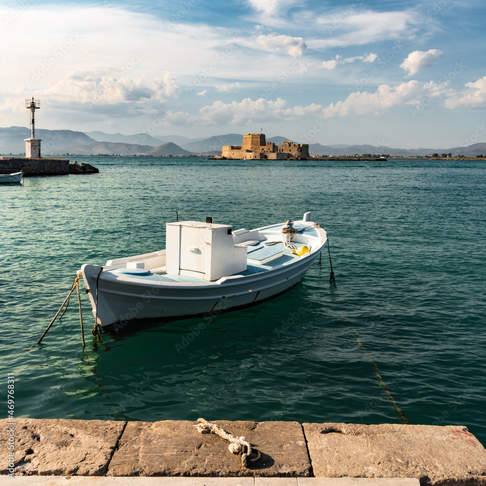 Fototapeta premium Fishing boat at the city pier