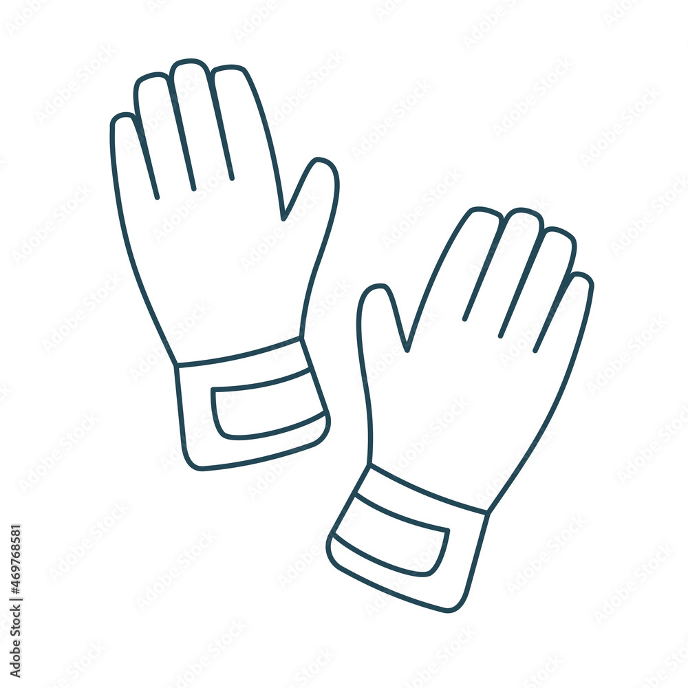 Outline snowboard or ski gloves icon. Editable Stroke - stock vector Outline snowboard or ski gloves icon. Editable Stroke - stock vector