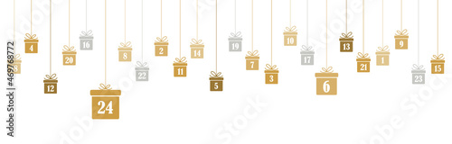 advent calendar 1 to 24 on christmas presents