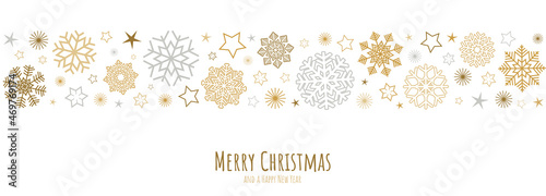 christmas greetings banner with snow flakes photo