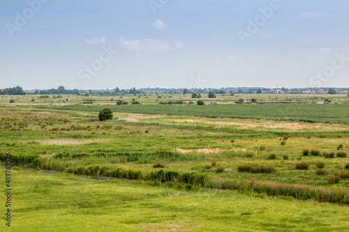 Flat salt marshes and the North Sea of North Germany