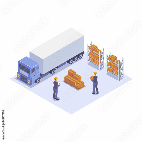 Warehouse worker makes inventory and accounting of boxes with goods