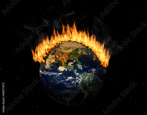 Tablou canvas Planet Earth in Outer Space Engulfed in Flames