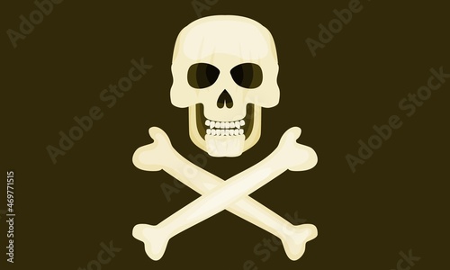 skull and bones pirate badge. flat style vector