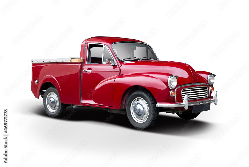 Classic British pick-up truck isolated on white background
Classic British pick-up truck isolated on white background