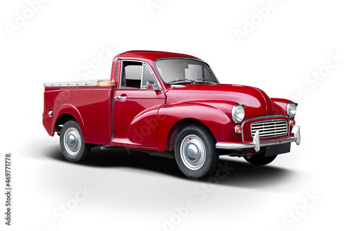 Classic British pick-up truck isolated on white background	
