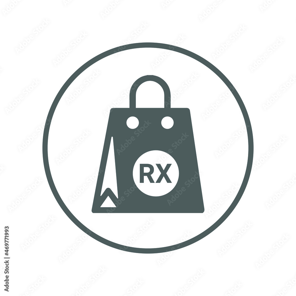 Shopping, bag, package, prescription, drugs, pharmacy icon. Gray vector design. Shopping, bag, package, prescription, drugs, pharmacy icon. Gray vector design.