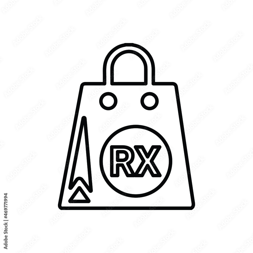 Shopping, bag, package, prescription, drugs, pharmacy outline icon. Line vector design. Shopping, bag, package, prescription, drugs, pharmacy outline icon. Line vector design.
