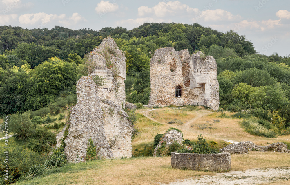 Ruins of famous castle of the king Richard Lionheart. Chateau Gaillard, Normandy, Les Andelys, France. 