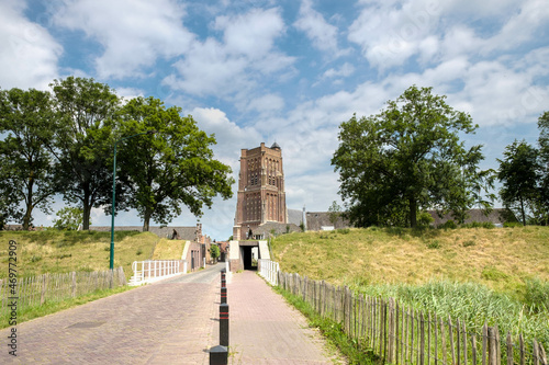 The Martinuskerk is a medieval cruciform church in the fortified town of Woudrichem, Noord-Brabant Province, The Netherlands photo