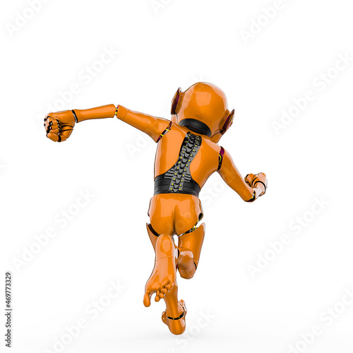 Photography cyber monkey is running rear view