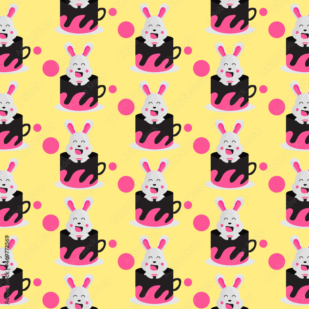 Seamless pattern inside cup animal bunny design
