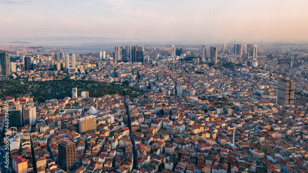 View from the Istanbul Sapphire, to the south with the Bosphorus and the Sea of Marmara, Beşiktaş, European part of Istanbul, Turkey