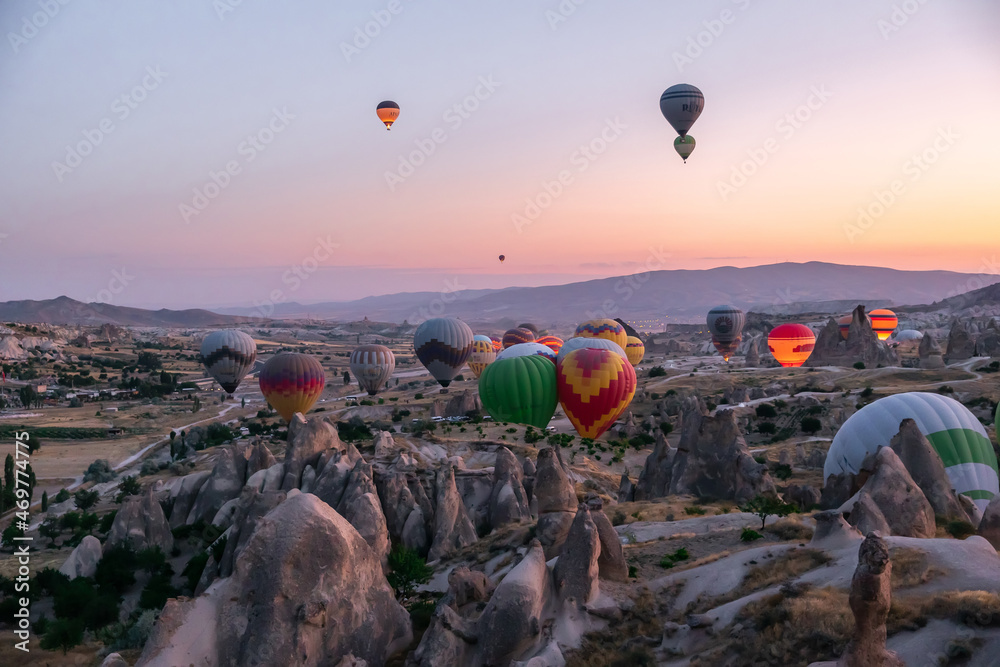 A big tourist attraction in Cappadocia is the hot air balloon ri
