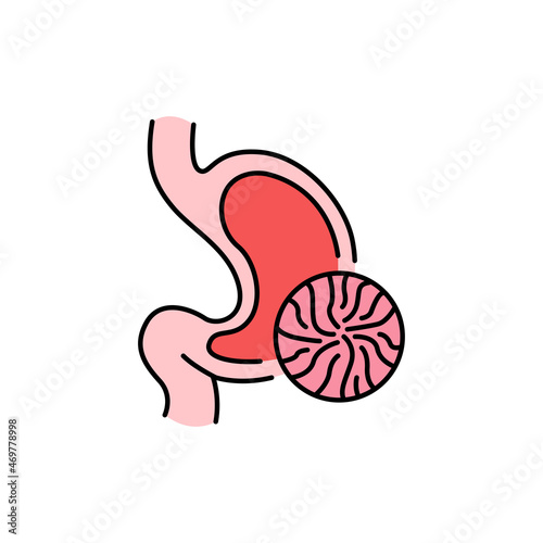 Gastric ulcer color line icon. Human diseases.