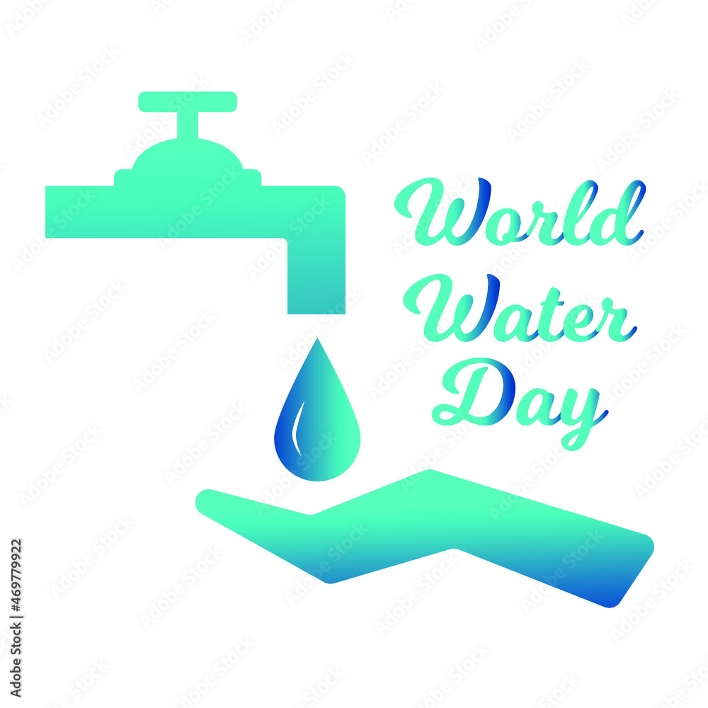Flat world water day illustration ,save water design concept Flat world water day illustration ,save water design concept