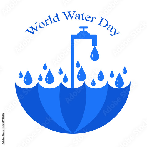 Flat world water day illustration ,save water concept