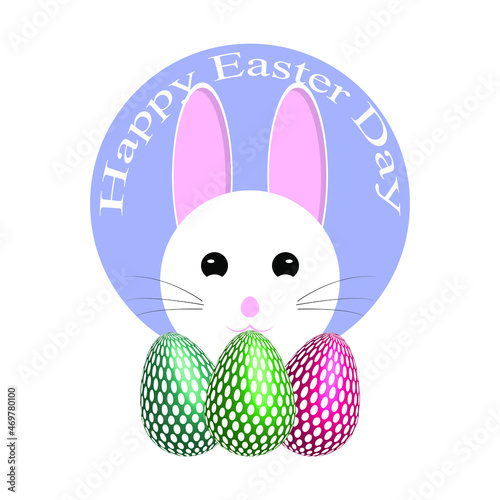 Happy easter colorful eggs greeting with bunny rabbit ears