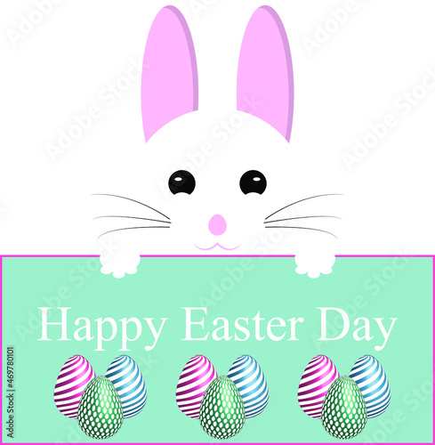 Happy easter colorful eggs greeting with bunny rabbit ears