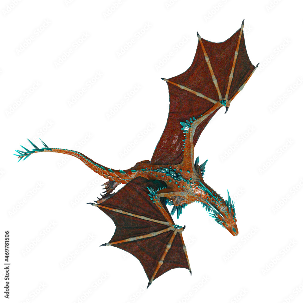 Naklejka premium dragon is flying top view